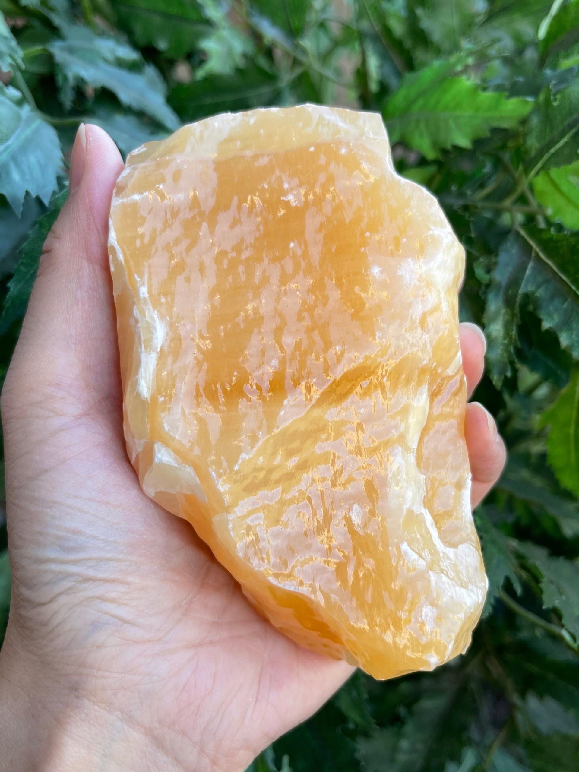 GAF Treasures orange calcite rough stone for display and creative inspiration