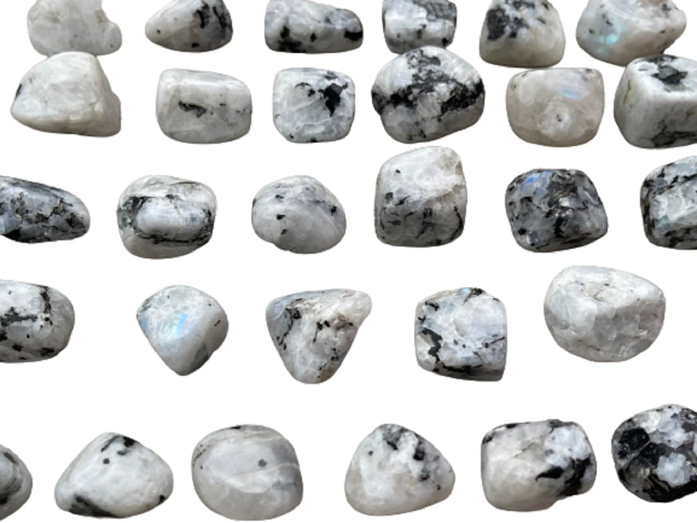 GAF Treasures Rainbow Moonstone tumbled stones for meditation and crystal grids.