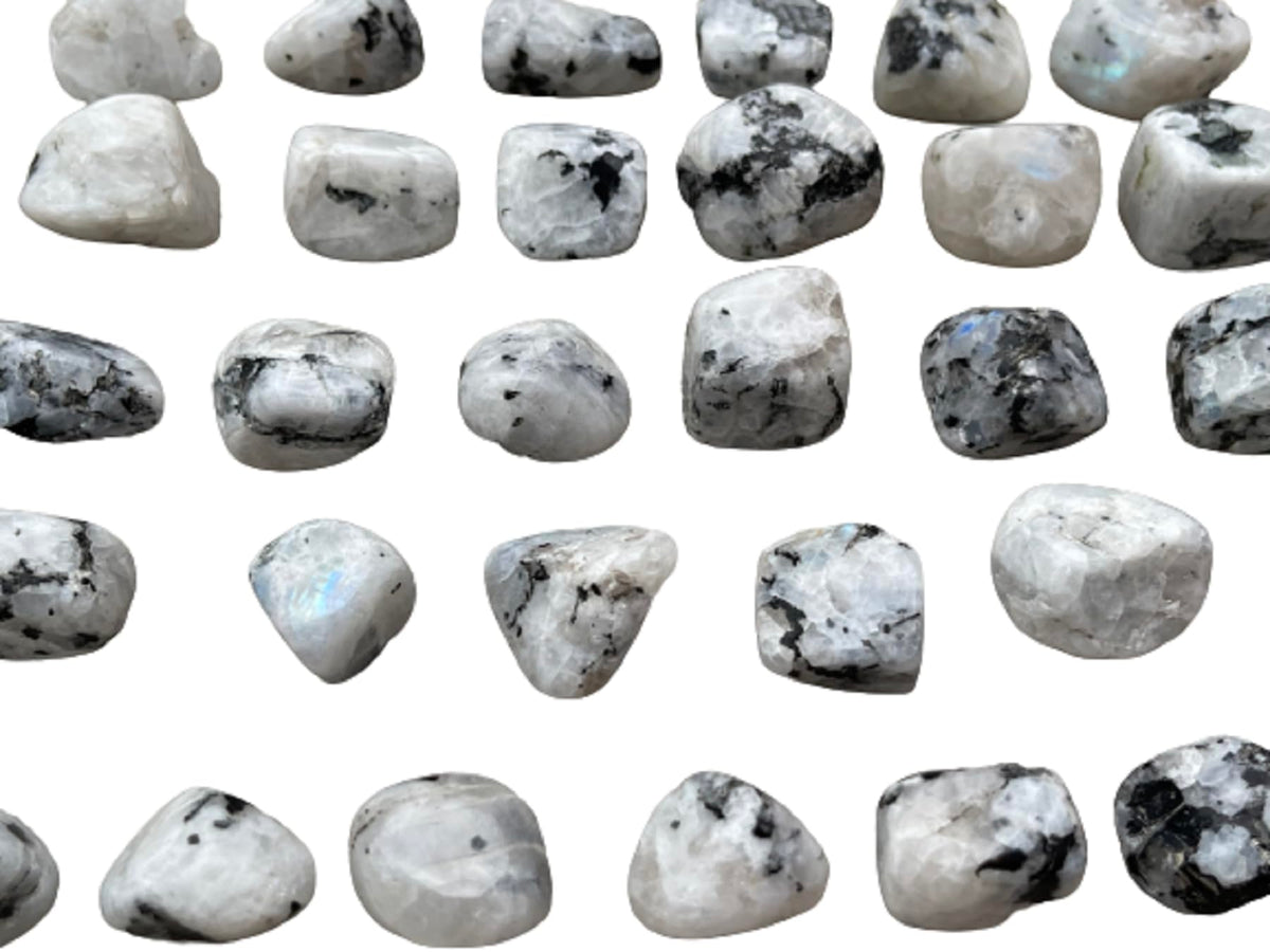 GAF Treasures Rainbow Moonstone tumbled stones for meditation and crystal grids.