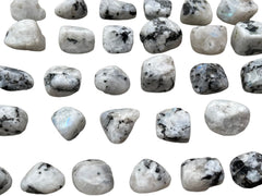 GAF Treasures Rainbow Moonstone tumbled stones for meditation and crystal grids.