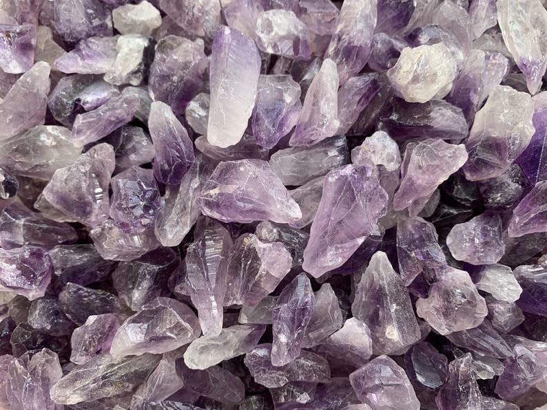 GAF TREASURES rough amethyst points closeup highlighting natural facets for meditation