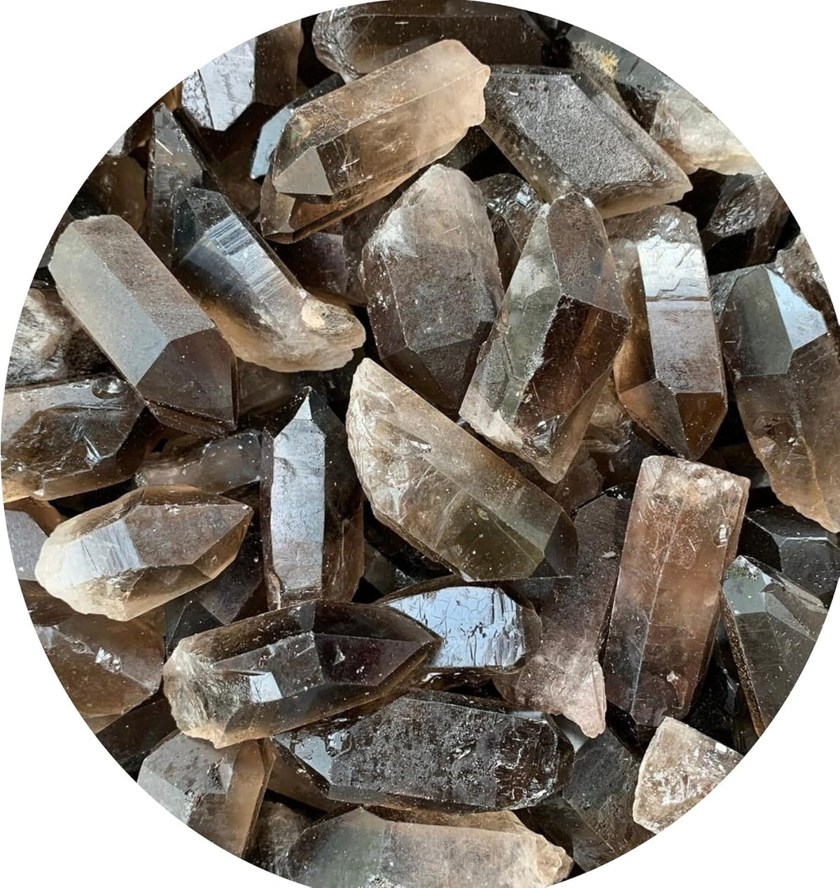 GAF Treasures smoky quartz point rough stone for meditation and energy protection.