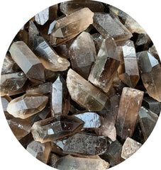 GAF Treasures smoky quartz point rough stone for meditation and energy protection.