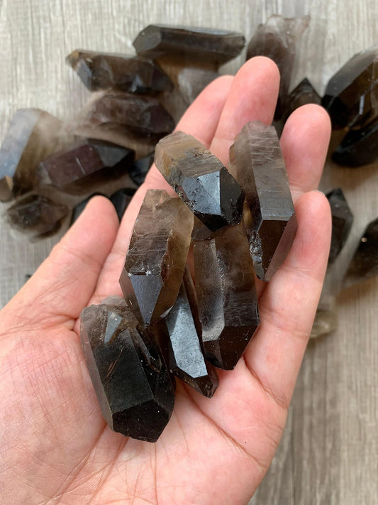 GAF Treasures smoky quartz point rough stone ready for Reiki and spiritual grids.