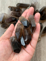 GAF Treasures smoky quartz point rough stone ready for Reiki and spiritual grids.