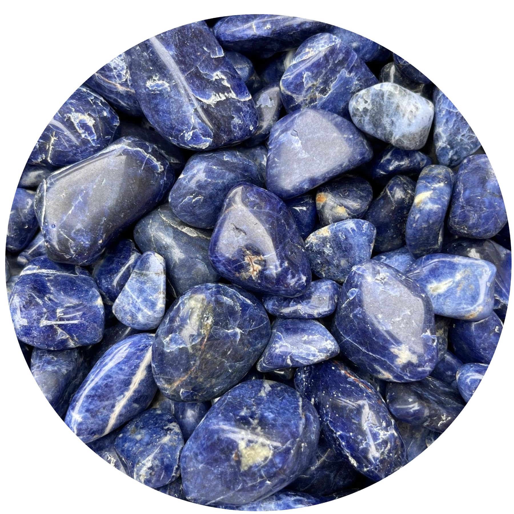 GAF TREASURES sodalite tumbled stone surface shows rich blue hues ideal for meditation