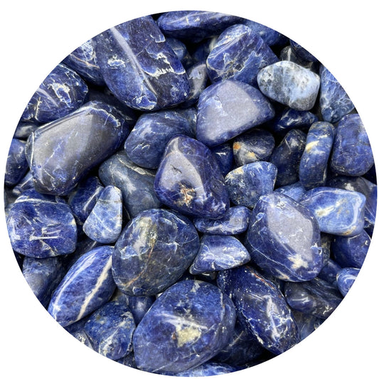 GAF TREASURES sodalite tumbled stone surface shows rich blue hues ideal for meditation