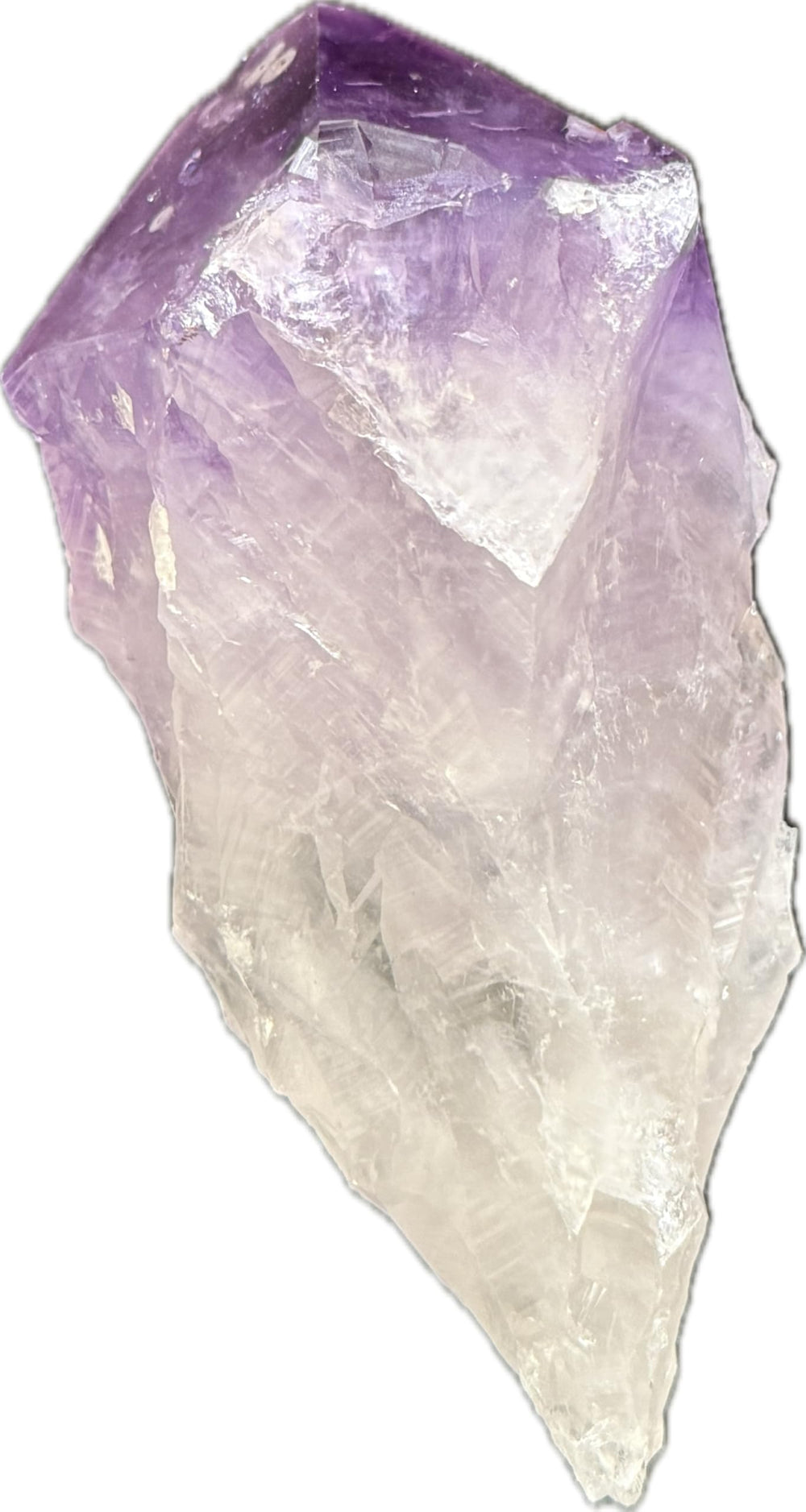 GAF TREASURES XL raw amethyst point, close-up texture for meditation and energy work.