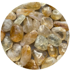GAF TREASURES Citrine tumbled stones close-up for meditation and energy focus.