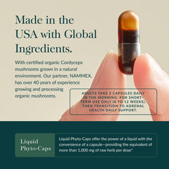 Bottled Gaia Herbs Adrenal Health Jumpstart on a desk for convenient routine