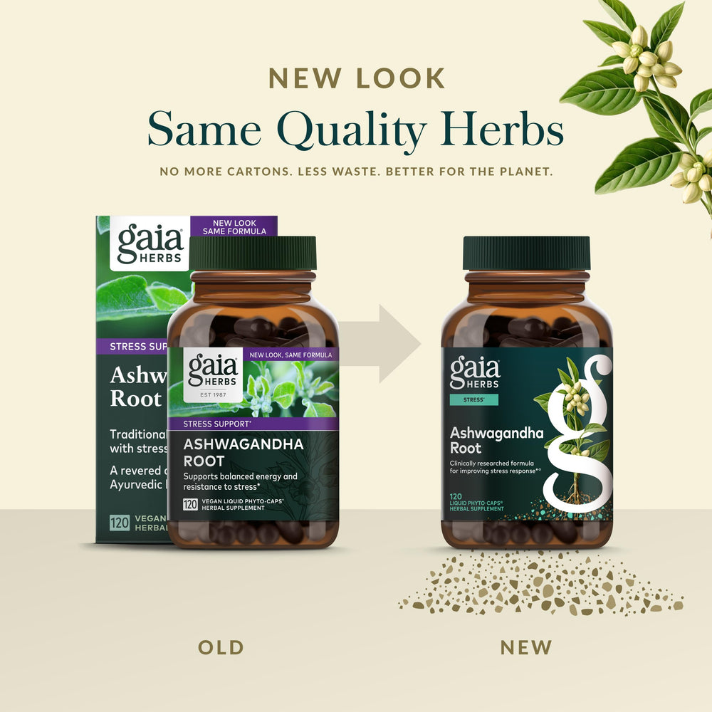 Gaia Herbs Ashwagandha Root science and nature concept visuals