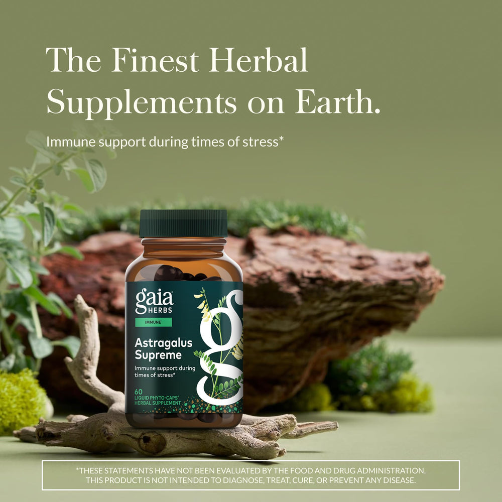 Close-up of Gaia Herbs Astragalus Supreme cap-dispense for easy dosing.