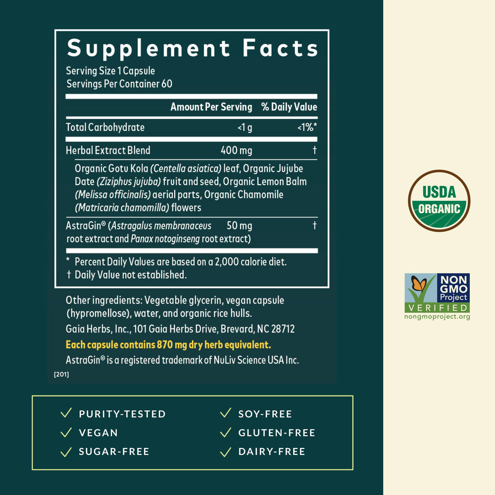 Gaia Herbs Gut Revival AstraGin ingredient panel.