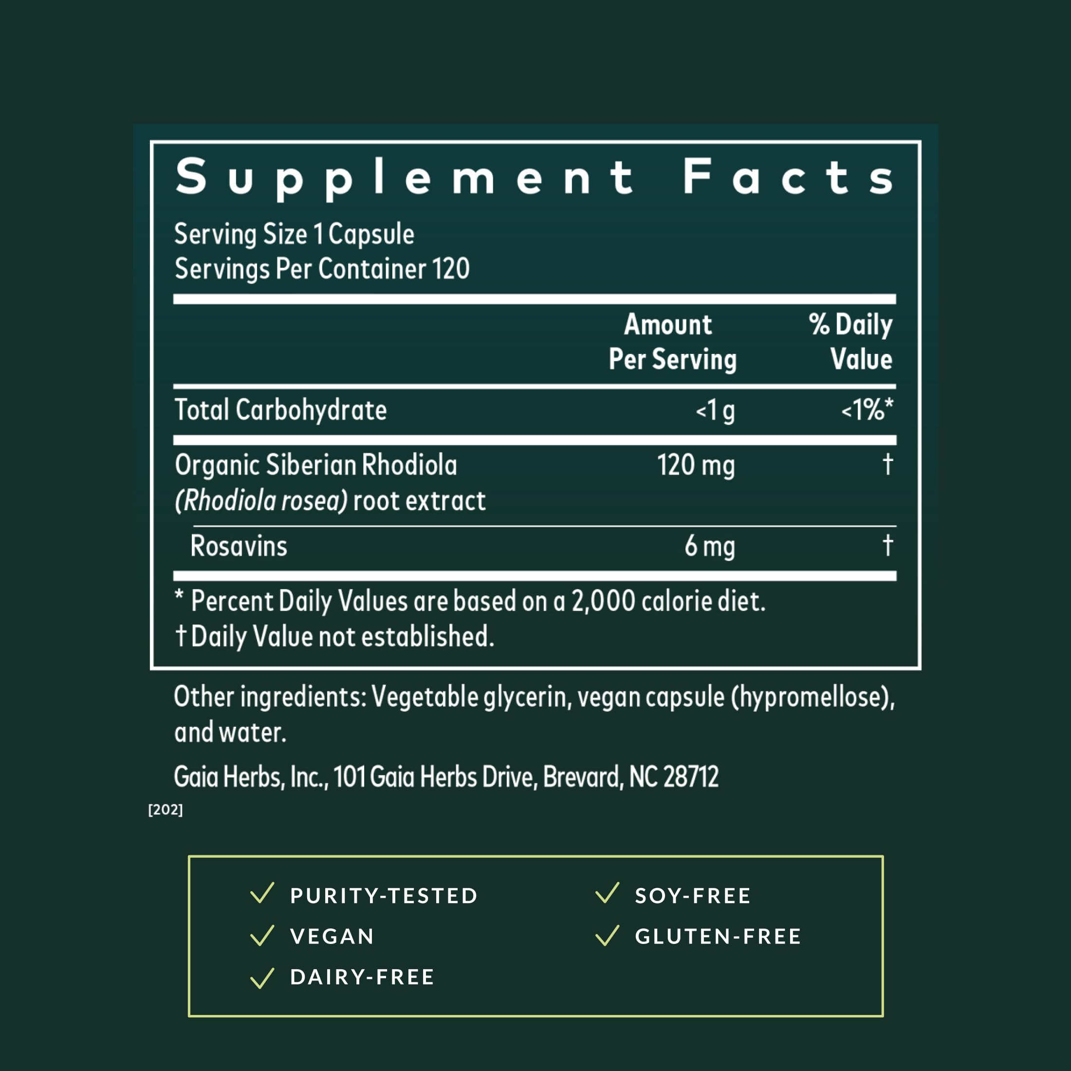 Gaia Herbs Black Cohosh logo on cap signaling quality sourcing and integrity