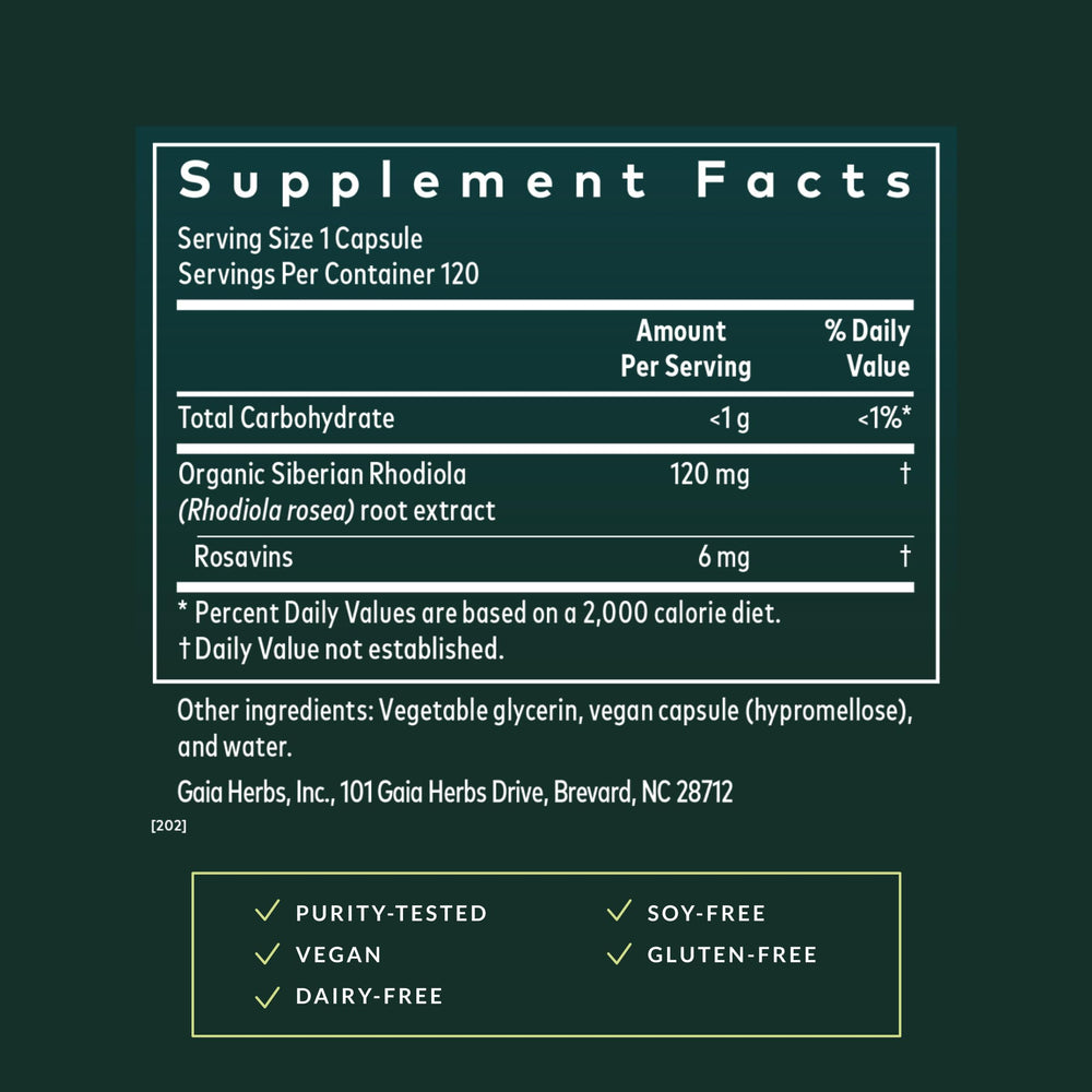 Gaia Herbs Black Cohosh logo on cap signaling quality sourcing and integrity