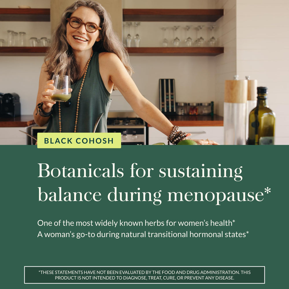 Gaia Herbs Black Cohosh capsules arranged for visual detail