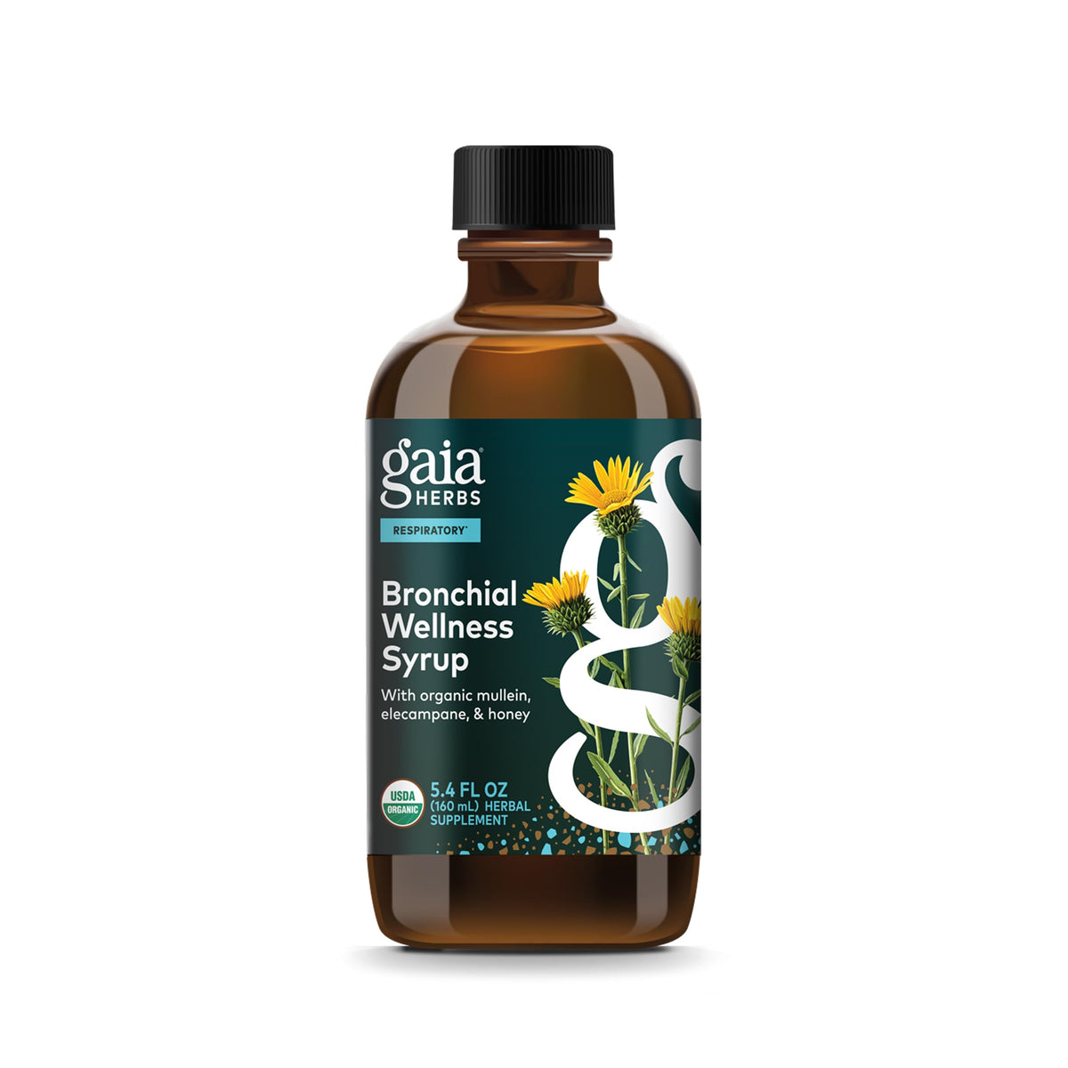 Gaia Herbs Bronchial Wellness Syrup bottle for soothing respiratory comfort and easy daily use.