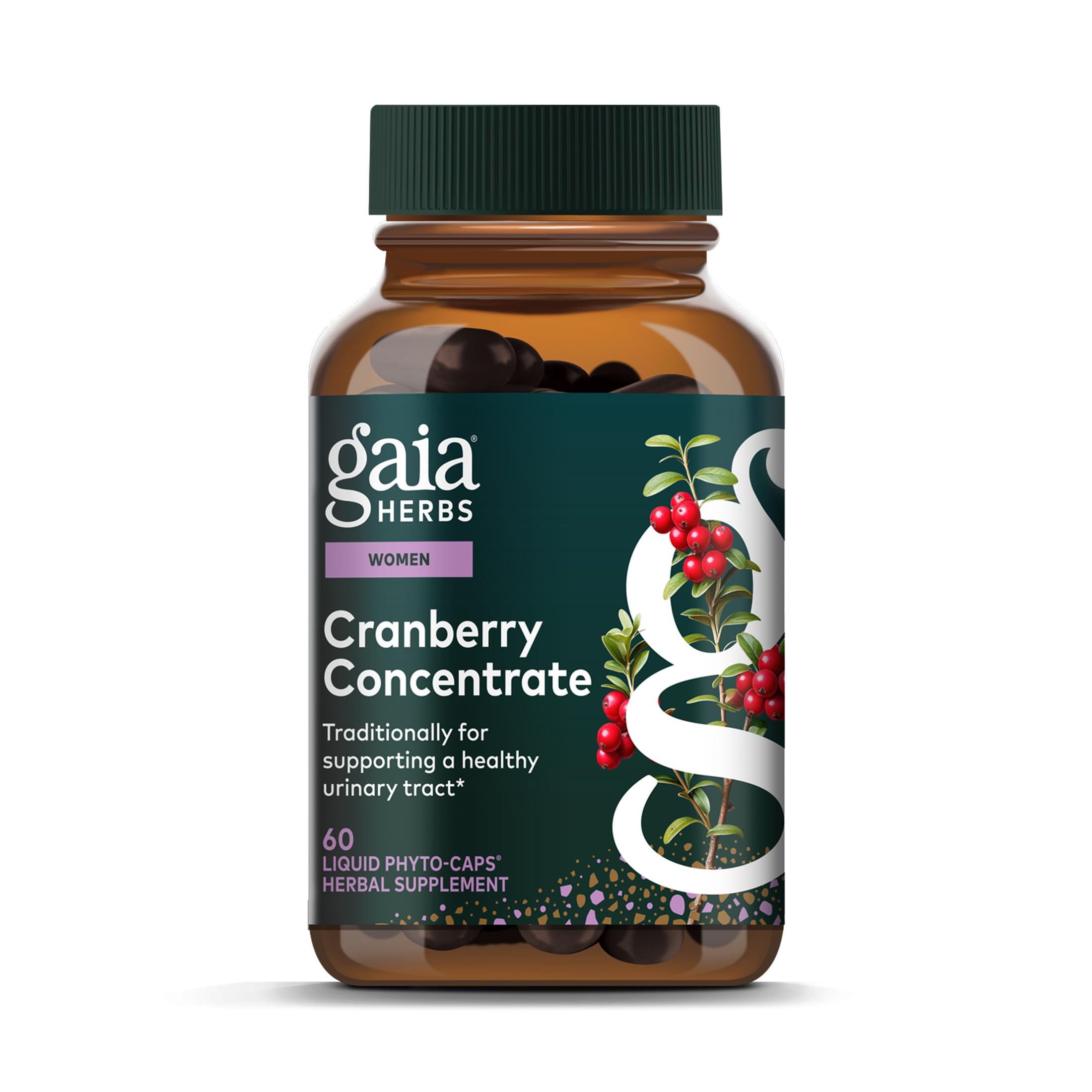 Gaia Herbs Cranberry Concentrate bottle with label for urinary tract support.