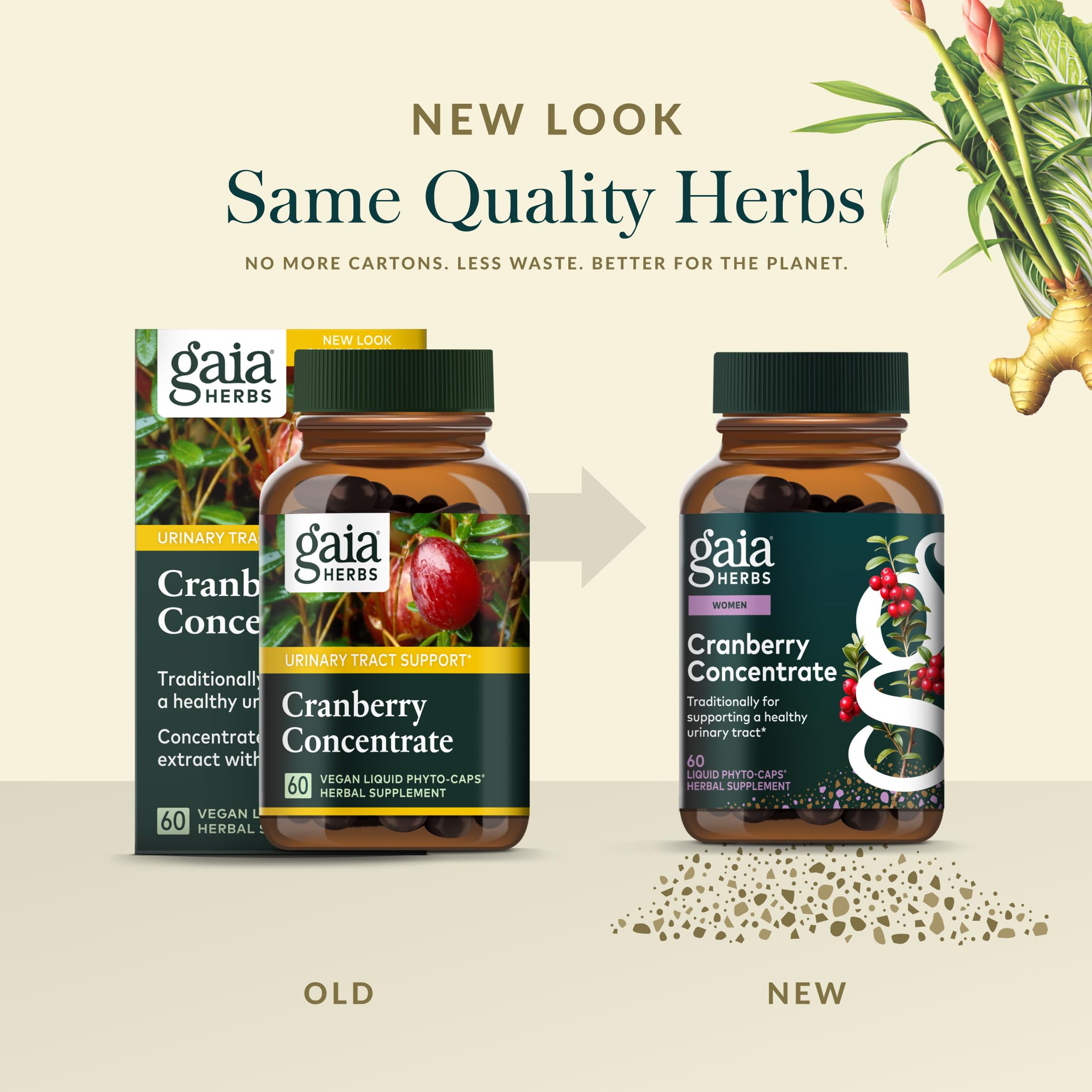 Gaia Herbs Cranberry Concentrate ingredients panel display.