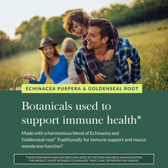 Gaia Herbs Echinacea Goldenseal label detail emphasizes purity and quality