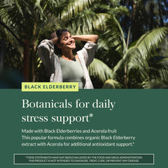 Gaia Herbs Elderberry packaging presentation emphasizes sustainable sourcing and quality