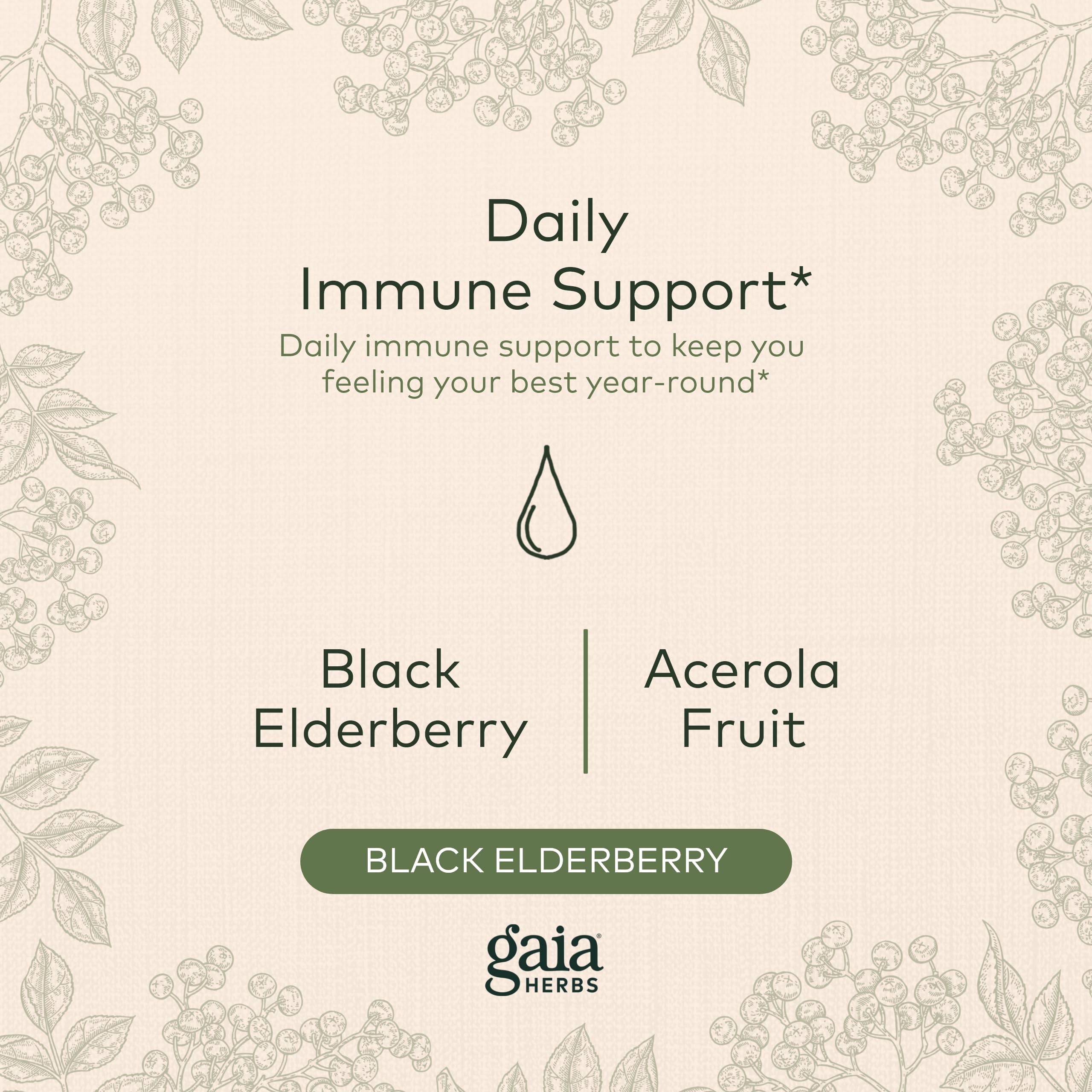 Ingredients panel highlights four whole-food ingredients from Gaia Herbs