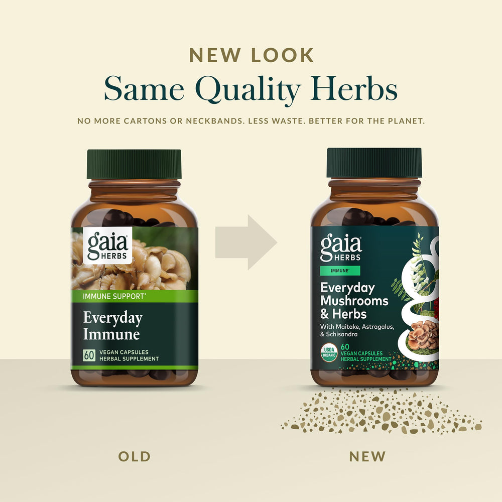 Gaia Herbs Everyday Immune chaga image showing earthy mushroom formula