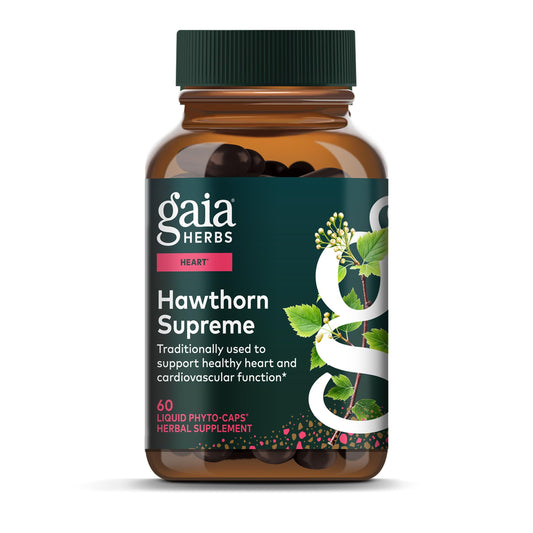 Gaia Herbs Hawthorn Supreme bottle for daily heart health support