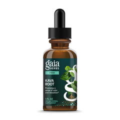 Gaia Herbs Kava Root bottle promoting daily calm and relaxed focus.