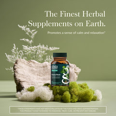 Gaia Herbs Kava Root capsules neatly aligned suggesting steady stress support