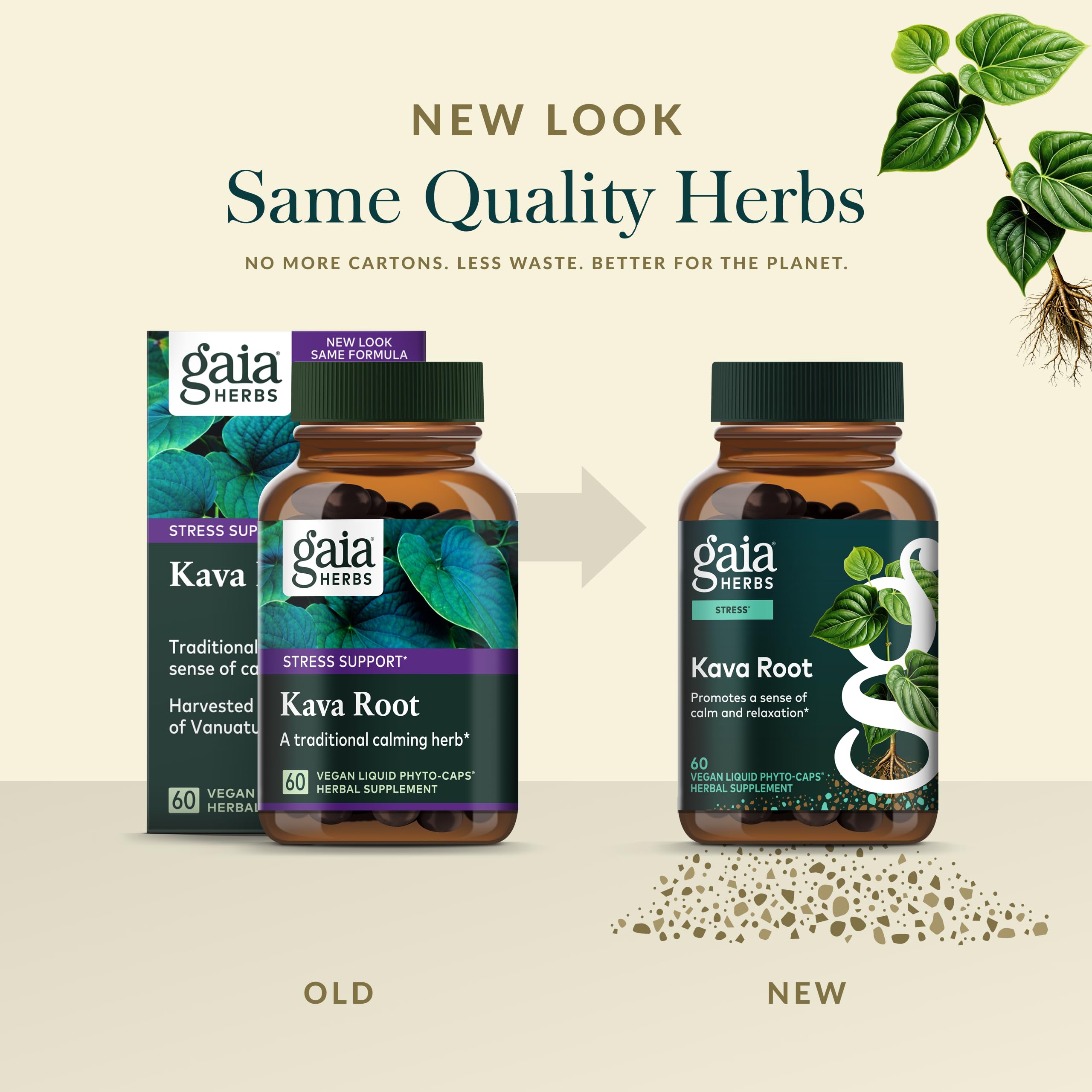 Gaia Herbs Kava Root label close-up showing transparency and origin