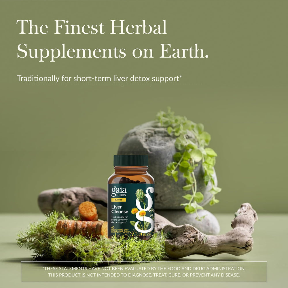 Gaia Herbs Liver Cleanse capsules close-up for daily intake