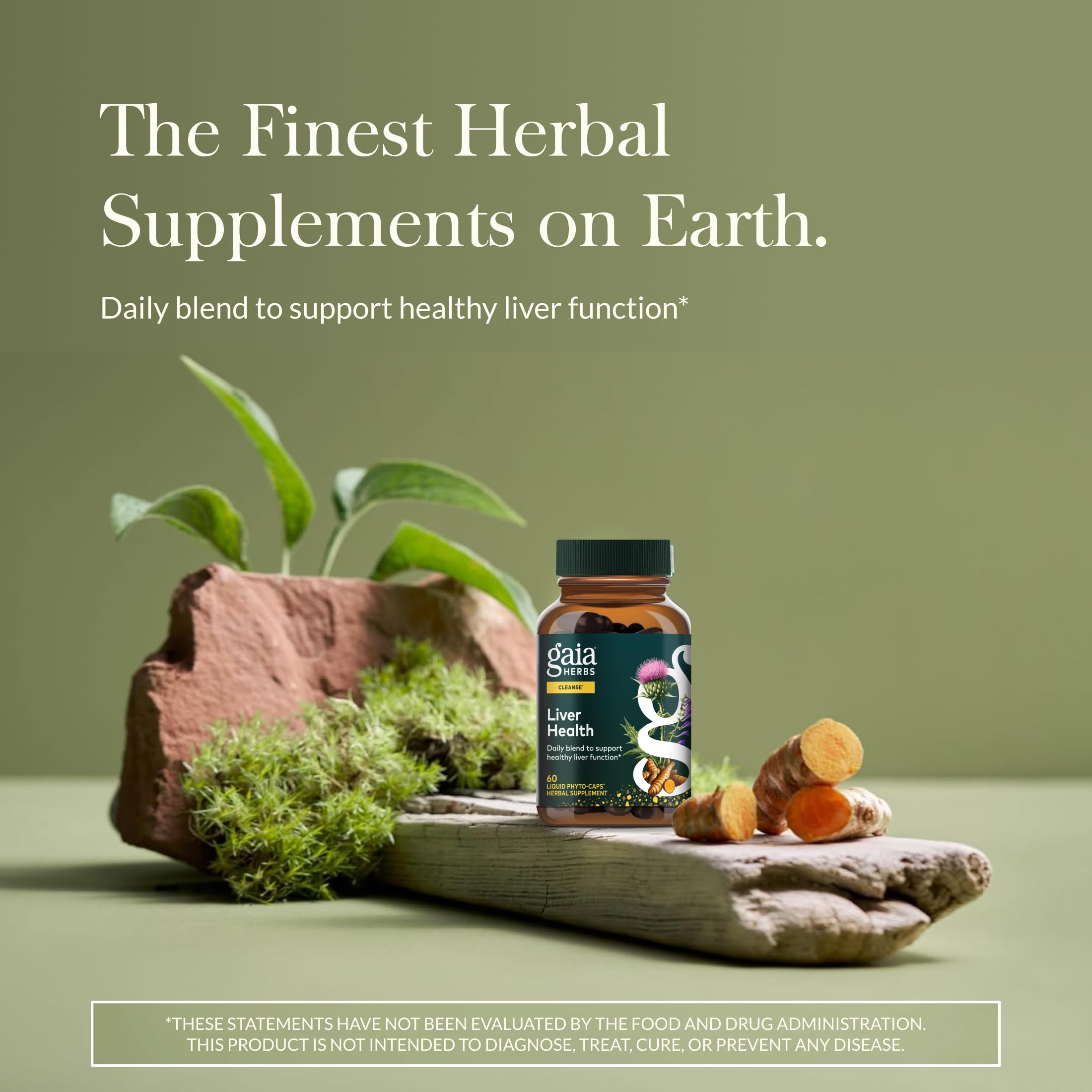 Gaia Herbs Liver Health label close-up showing key ingredients.