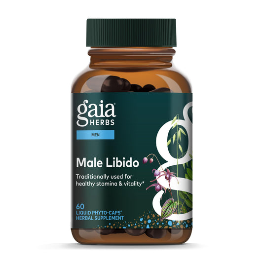 Gaia Herbs Male Libido bottle showing daily vitality support