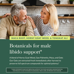 Gaia Herbs Male Libido ingredients close-up showing saw palmetto and oats