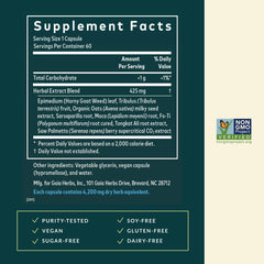 Gaia Herbs Male Libido label close-up emphasizing herbal blend