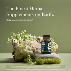 Gaia Herbs Milk Thistle bottle back shows dosage and usage details for liver function