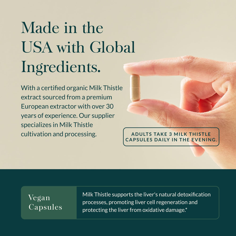 Gaia Herbs Milk Thistle label details emphasize European extraction expertise