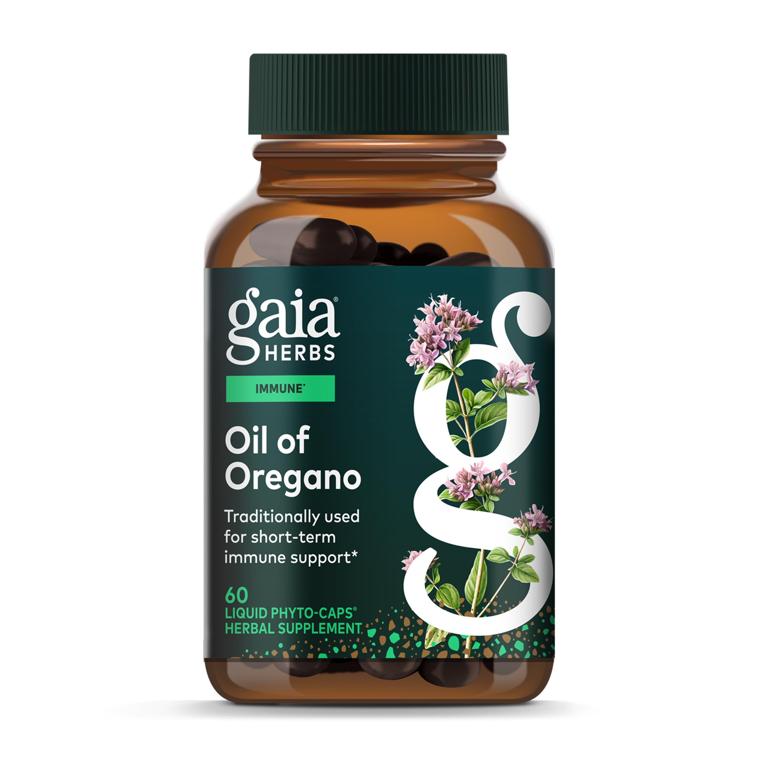 Gaia Herbs Oil of Oregano bottle highlighting oregano oil for immune support potential