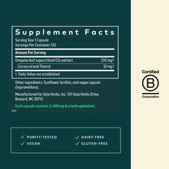 Gaia Herbs Oil of Oregano capsules for convenient antioxidant support