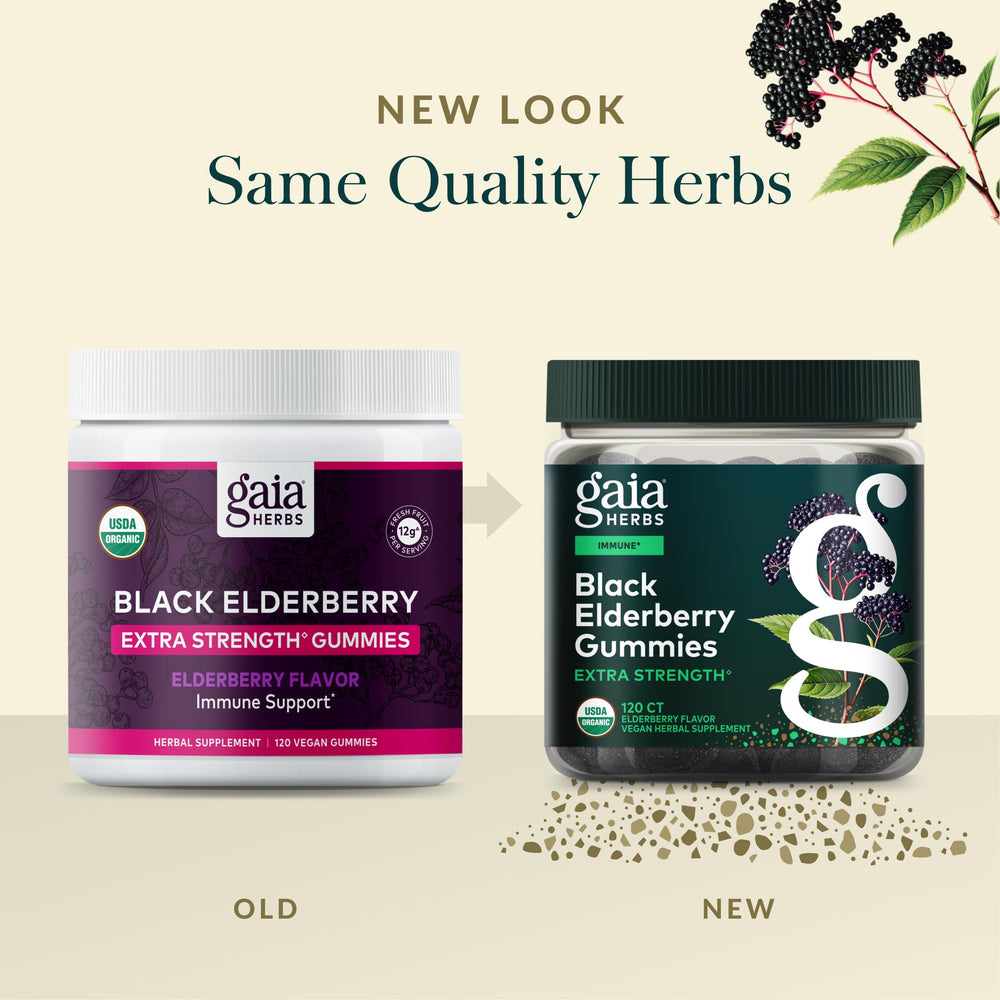 Concentrated elderberry extract produced by Gaia Herbs filtration tech.