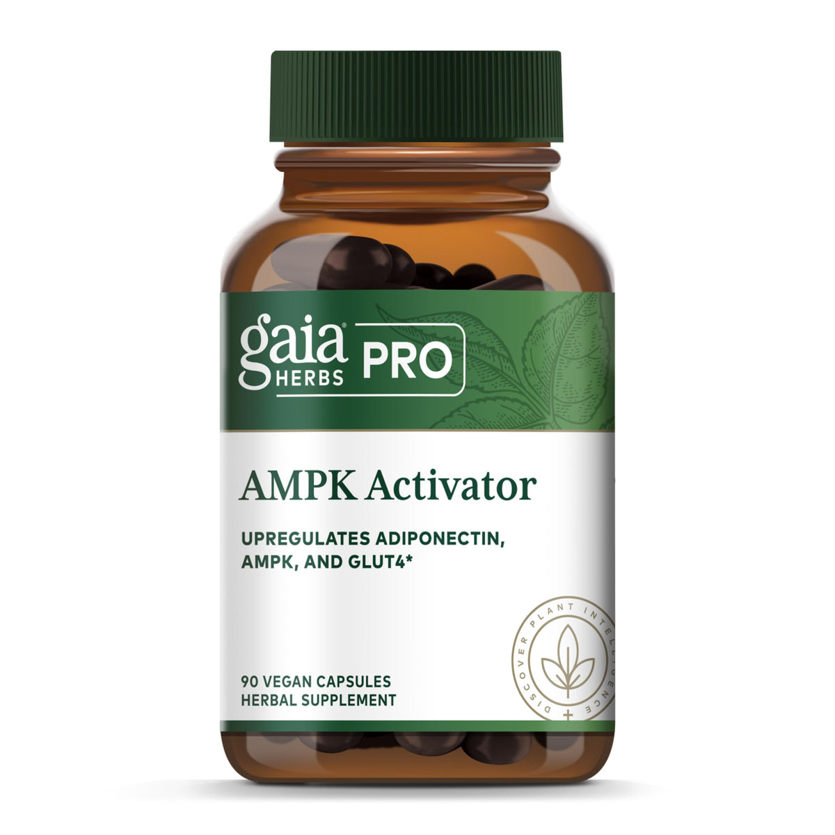 GAIA Herbs PRO AMPK Activator bottle supports caffeine-free energy for daily use.