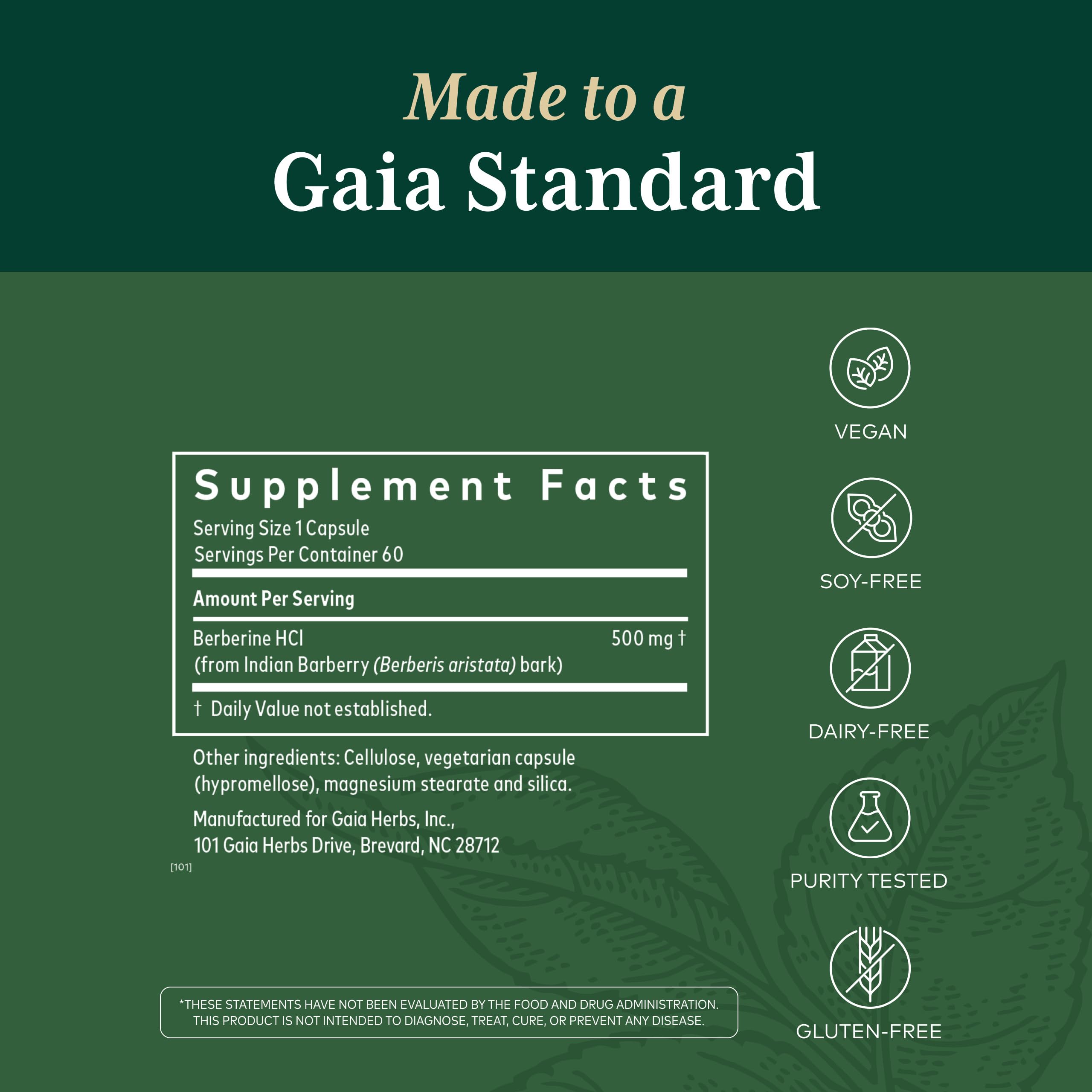 GAIA Herbs PRO berberine metabolic capsules designed for straightforward daily intake.