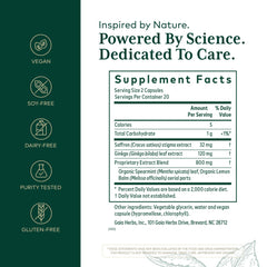 Close-up of Gaia Herbs PRO capsules showing vegan, gluten-free format for daily use