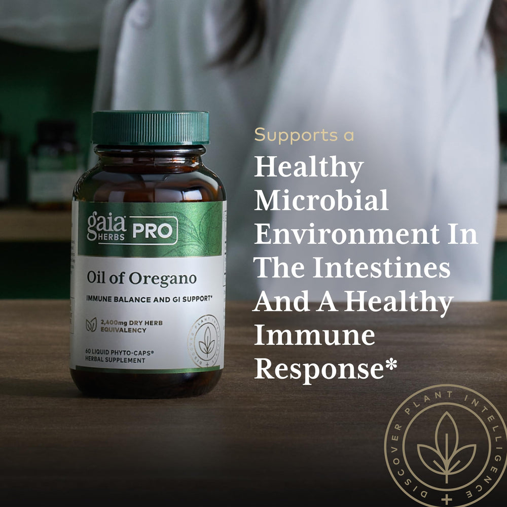 Gaia Herbs PRO carvacrol thymol focus shows key phytochemicals