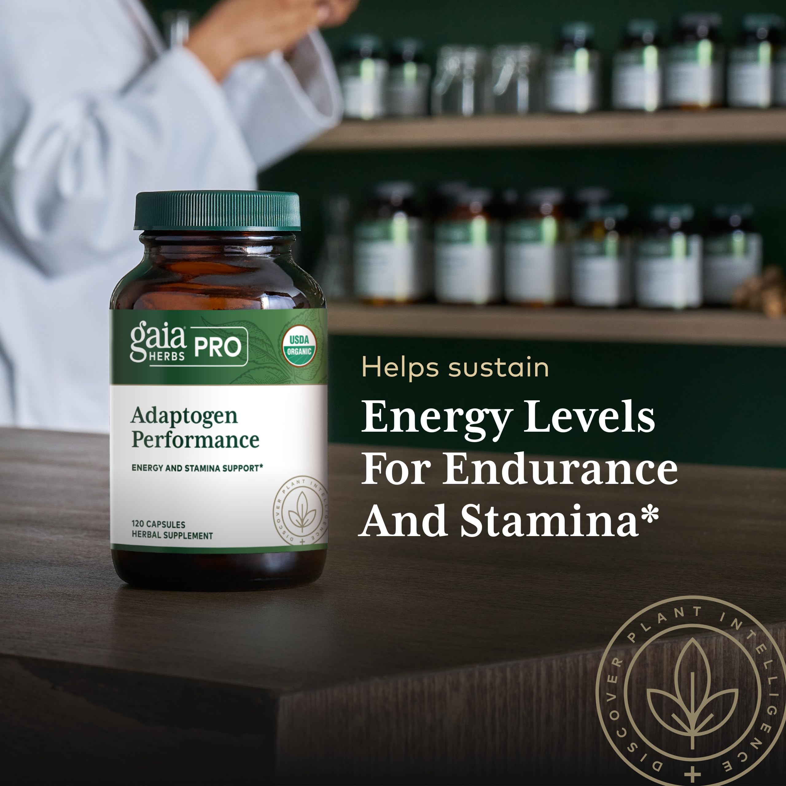 Gaia Herbs PRO Adaptogen Performance cordyceps ingredient close-up for energy support.