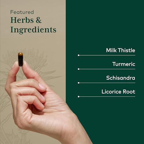 Ingredients section image shows milk thistle, turmeric and licorice for a potent blend.