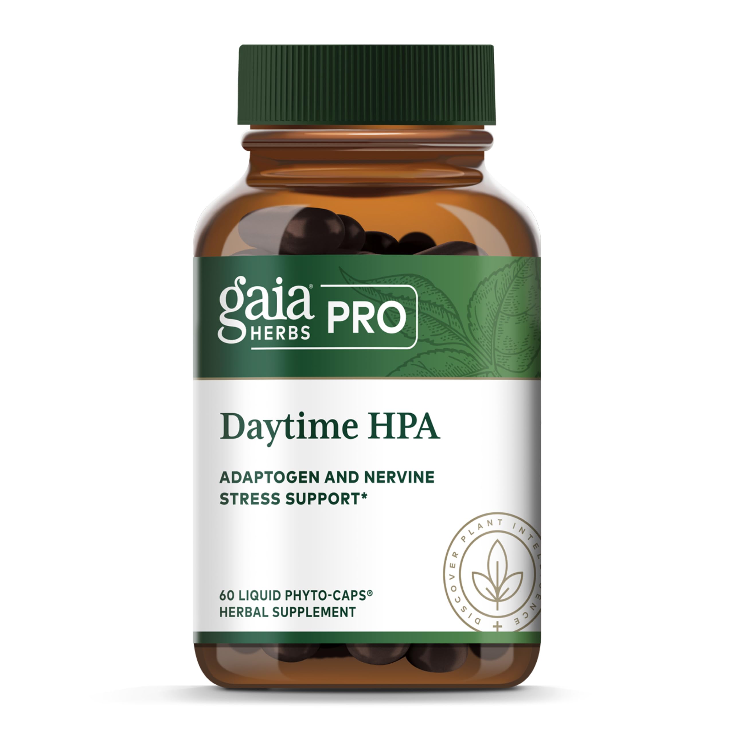 Gaia Herbs PRO Daytime HPA bottle label supports daytime balance.
