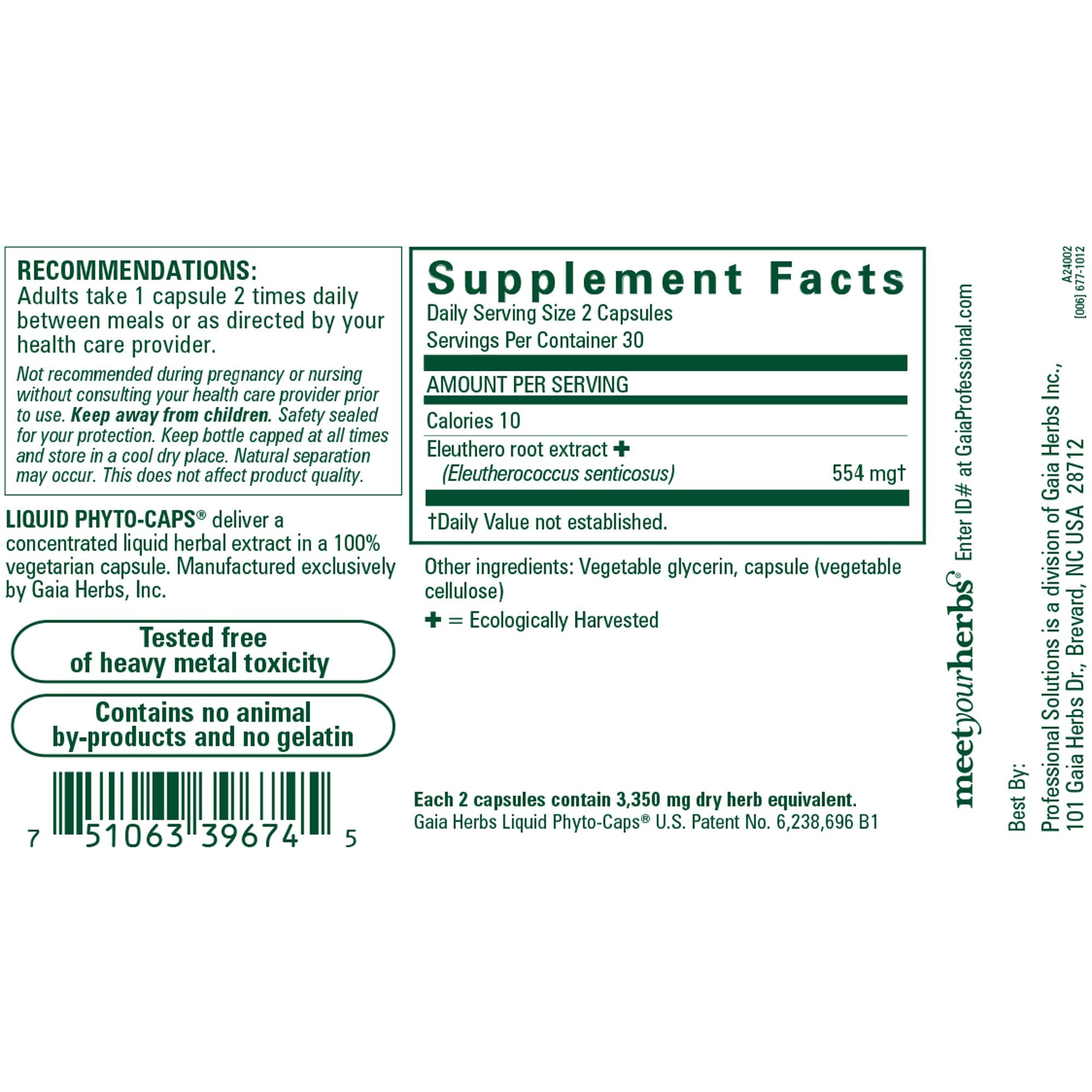 Gaia Herbs PRO Eleuthero ingredients sourcing, underlining regenerative organic farming