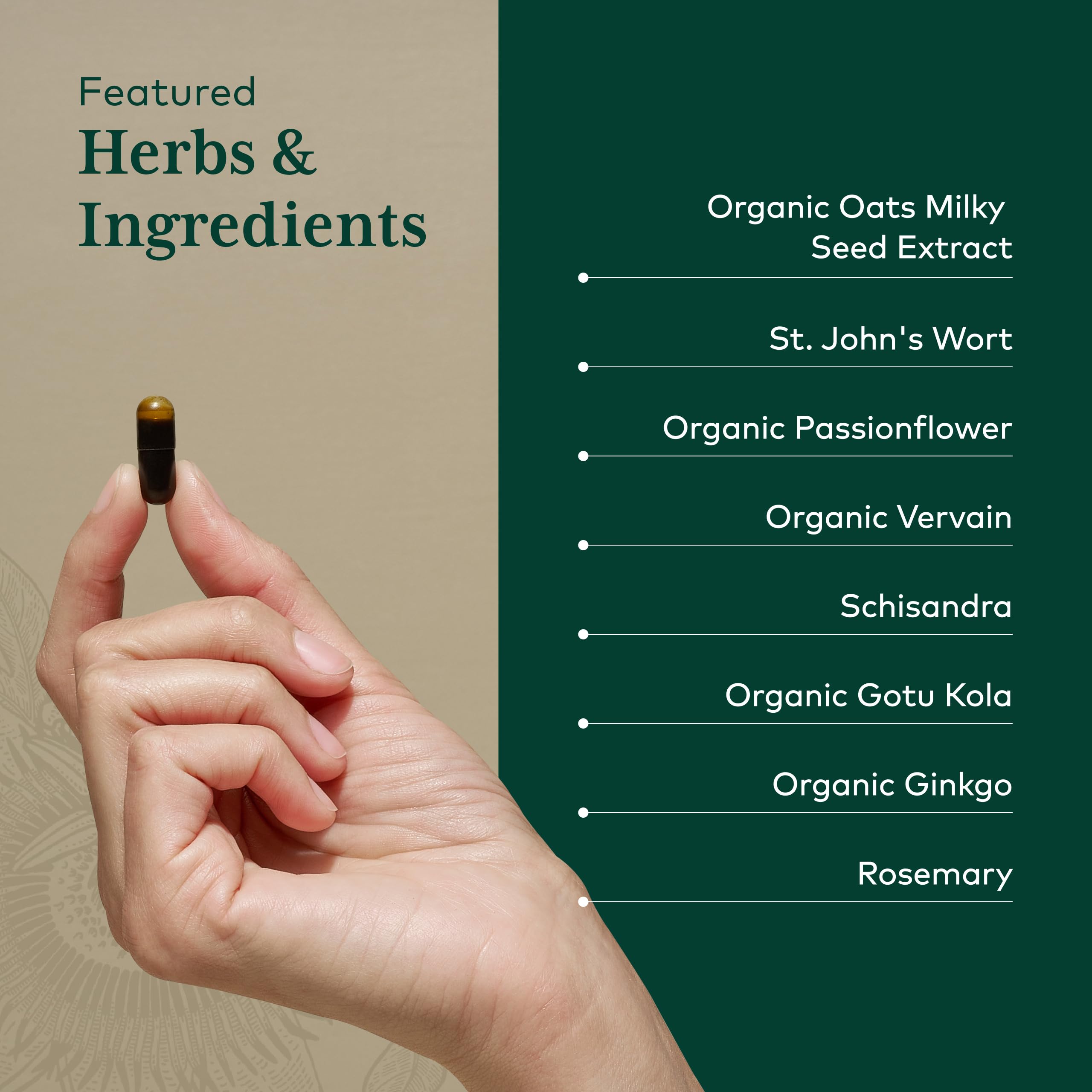 Gaia Herbs PRO Emotional Balance label view emphasizing herbal ingredients and potency.